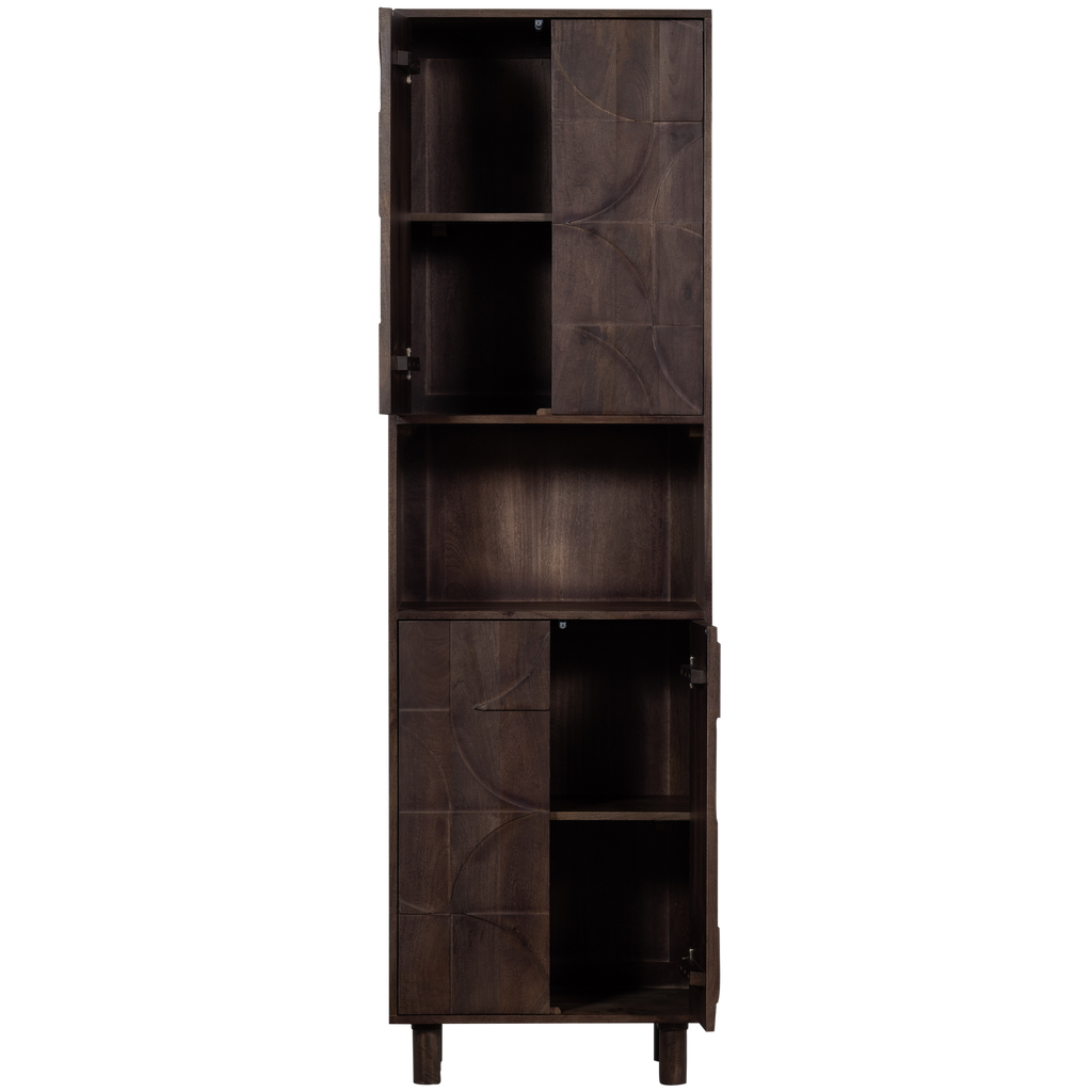 DRAW 4-DOOR STORAGE CABINET OPEN COMPARTMENT MANGO WALNUT