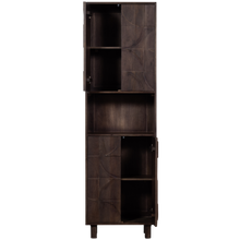 Laden Sie das Bild in den Galerie-Viewer, DRAW 4-DOOR STORAGE CABINET OPEN COMPARTMENT MANGO WALNUT