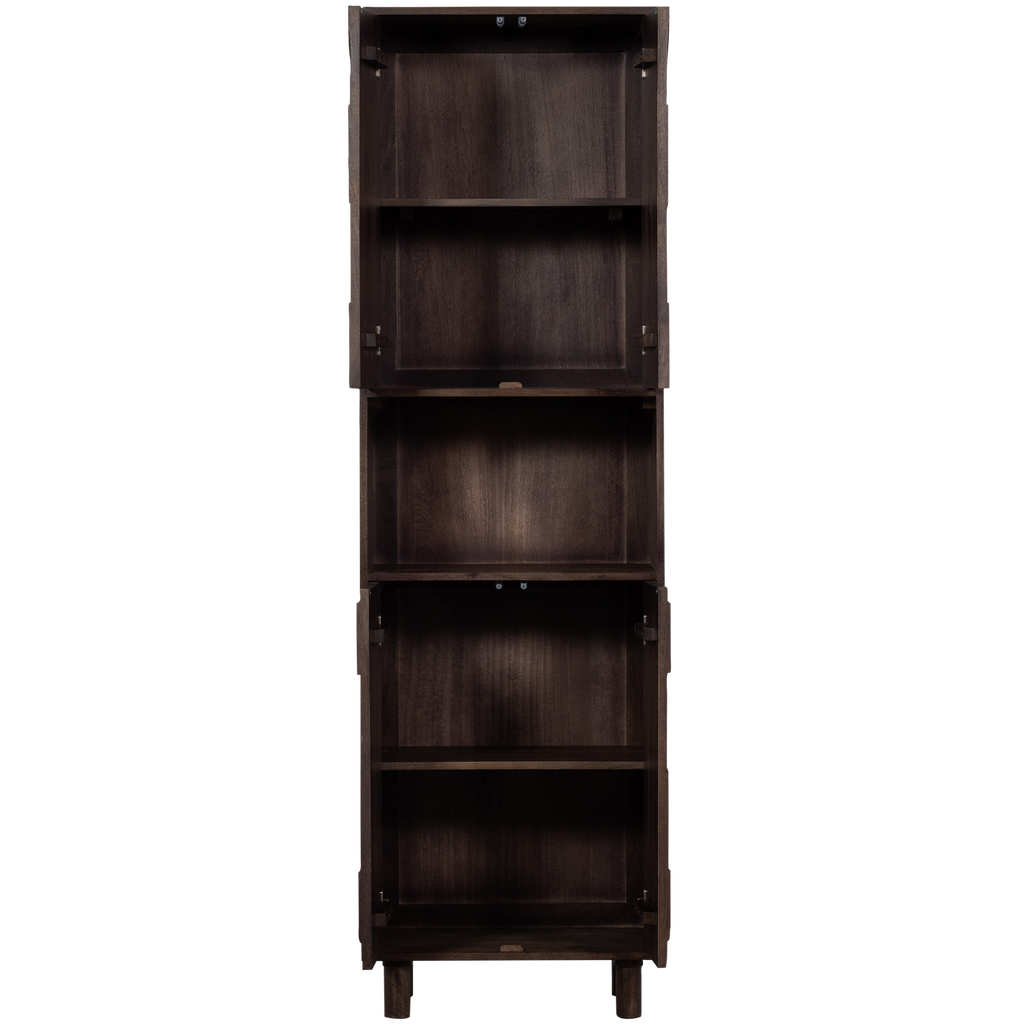 DRAW 4-DOOR STORAGE CABINET OPEN COMPARTMENT MANGO WALNUT
