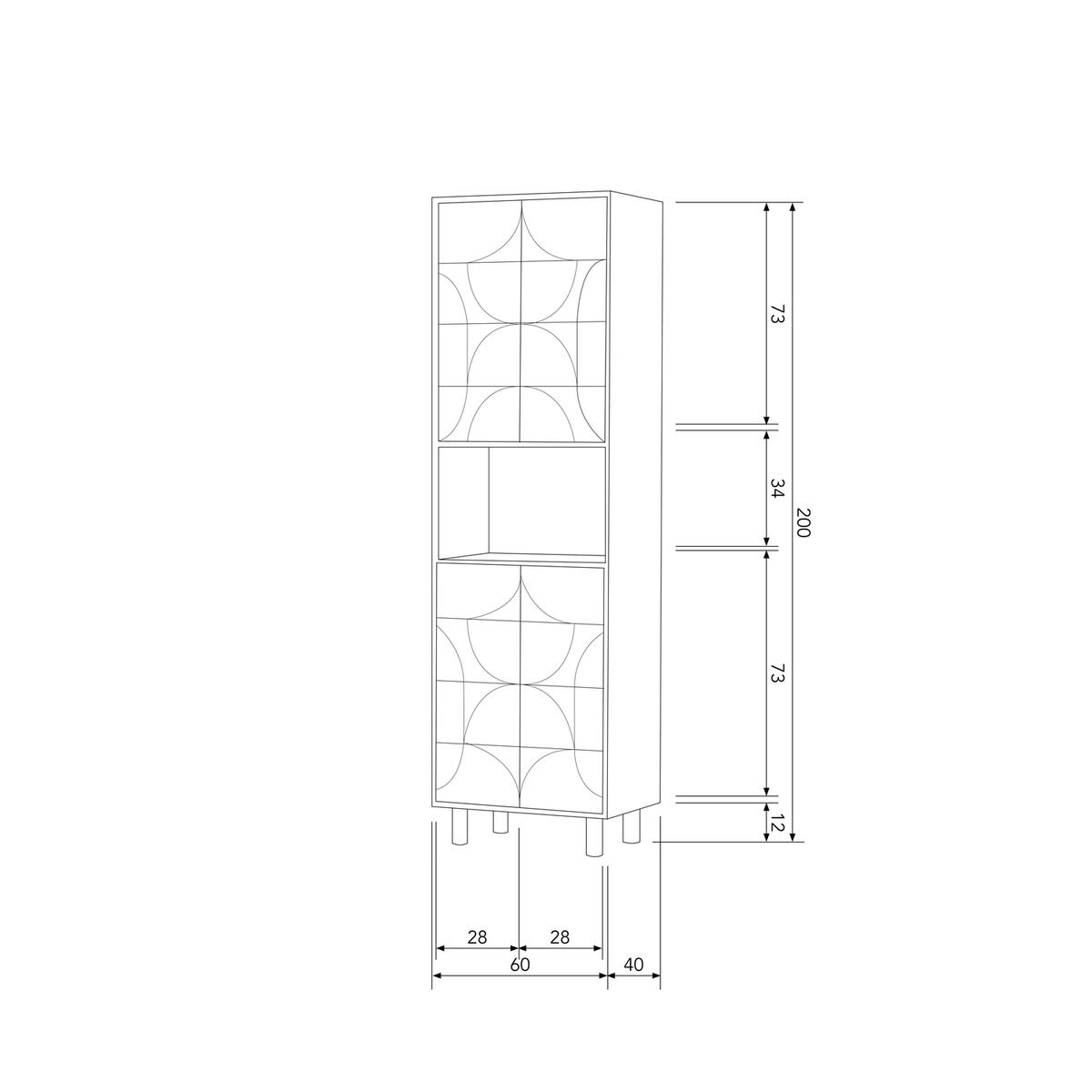 DRAW 4-DOOR STORAGE CABINET OPEN COMPARTMENT MANGO WALNUT