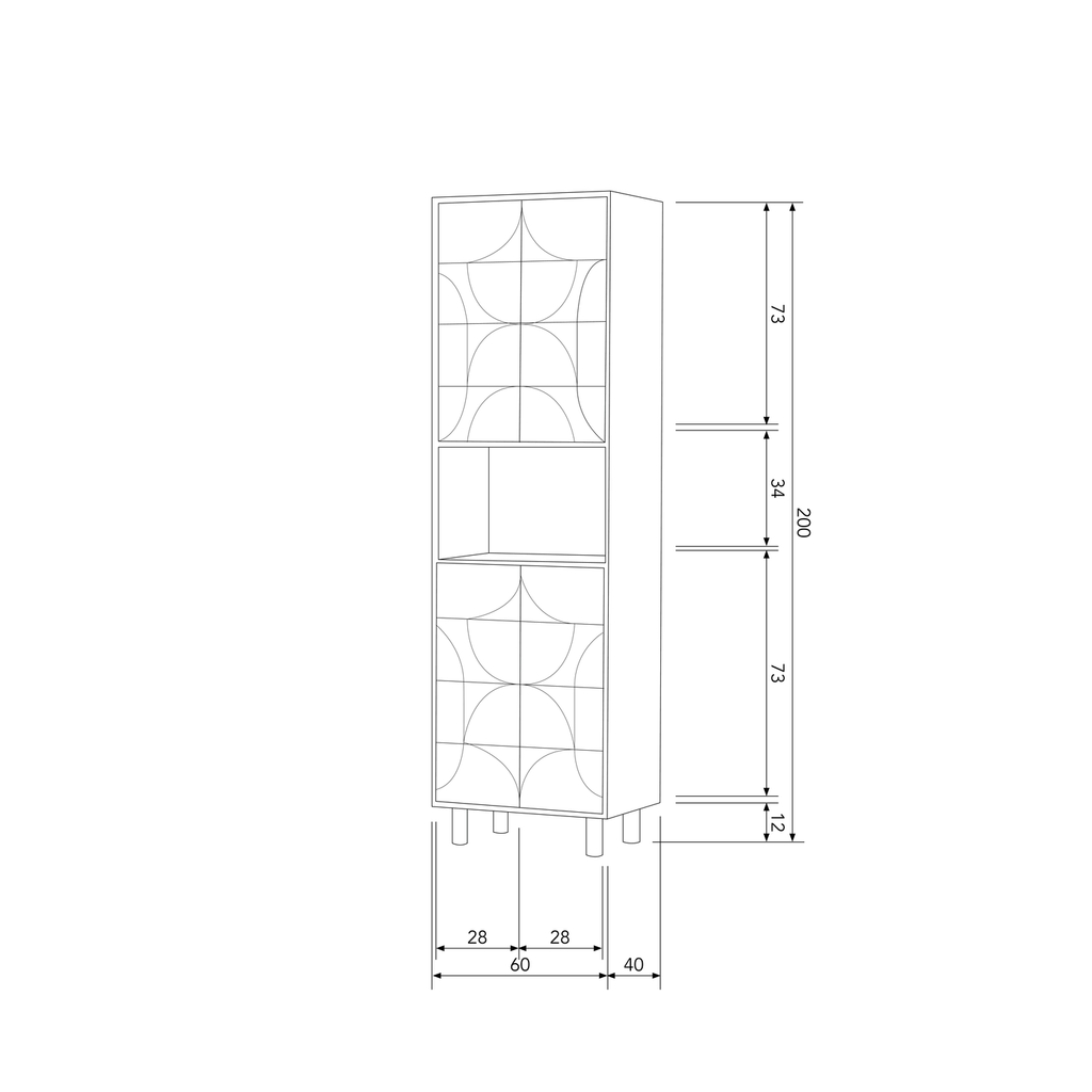 DRAW 4-DOOR STORAGE CABINET OPEN COMPARTMENT MANGO WALNUT