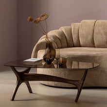 Laden Sie das Bild in den Galerie-Viewer, FLASH COFFEE TABLE MANGO WOOD/GLASS WALNUT