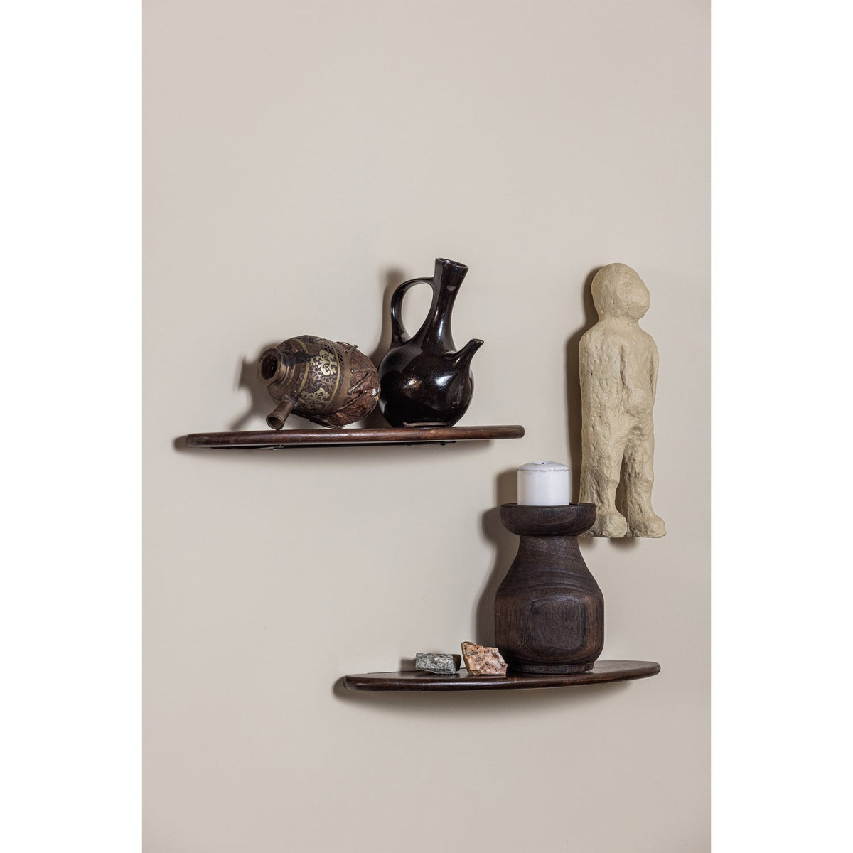 LAYER WALL SHELVES MANGO WOOD WALNUT - SET OF 2