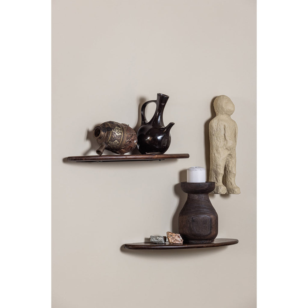 LAYER WALL SHELVES MANGO WOOD WALNUT - SET OF 2