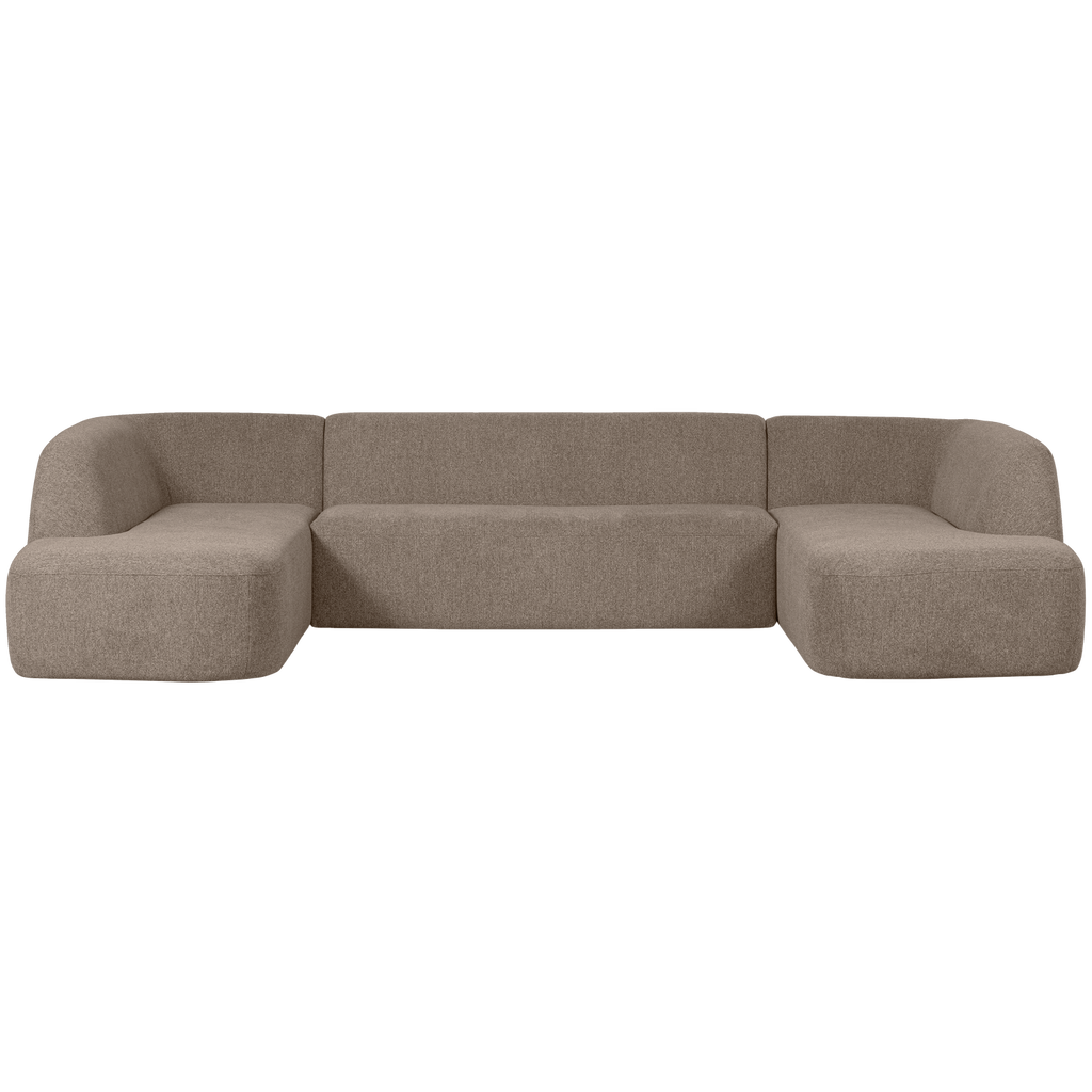 SLOPING U-SHAPE SOFA LIGHT BROWN MELANGE