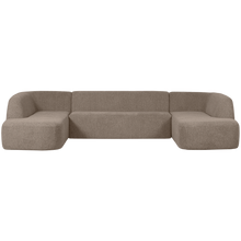 Laden Sie das Bild in den Galerie-Viewer, SLOPING U-SHAPE SOFA LIGHT BROWN MELANGE