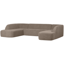 Laden Sie das Bild in den Galerie-Viewer, SLOPING U-SHAPE SOFA LIGHT BROWN MELANGE