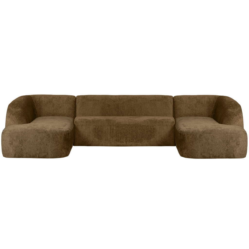 SLOPING U-SHAPE SOFA STRUCTURE VELVET BRASS