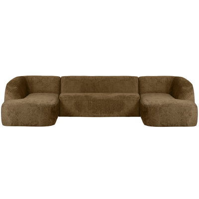 SLOPING U-SHAPE SOFA STRUCTURE VELVET BRASS