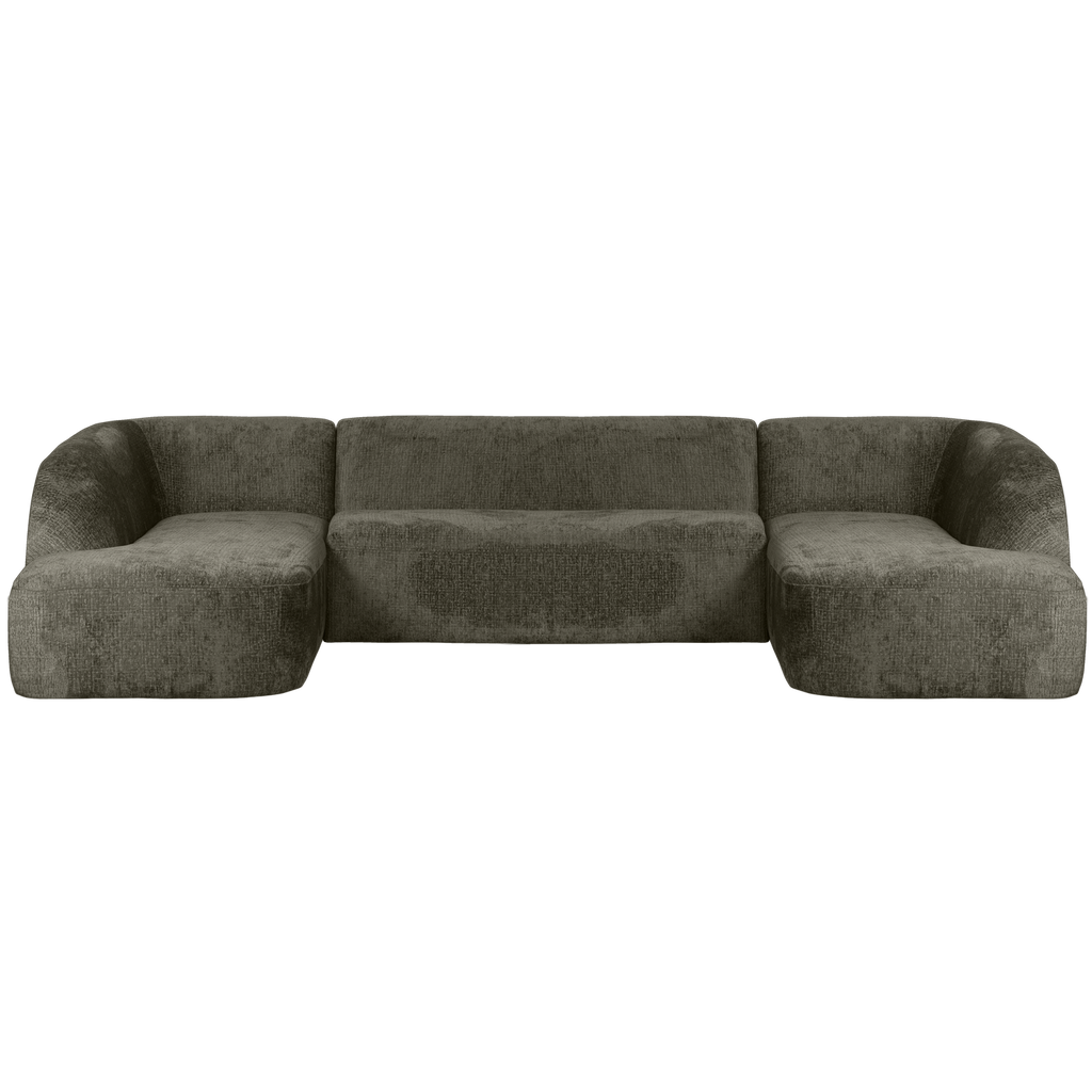 SLOPING U-SHAPE SOFA STRUCTURE VELVET FROST