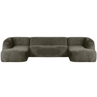 SLOPING U-SHAPE SOFA STRUCTURE VELVET FROST