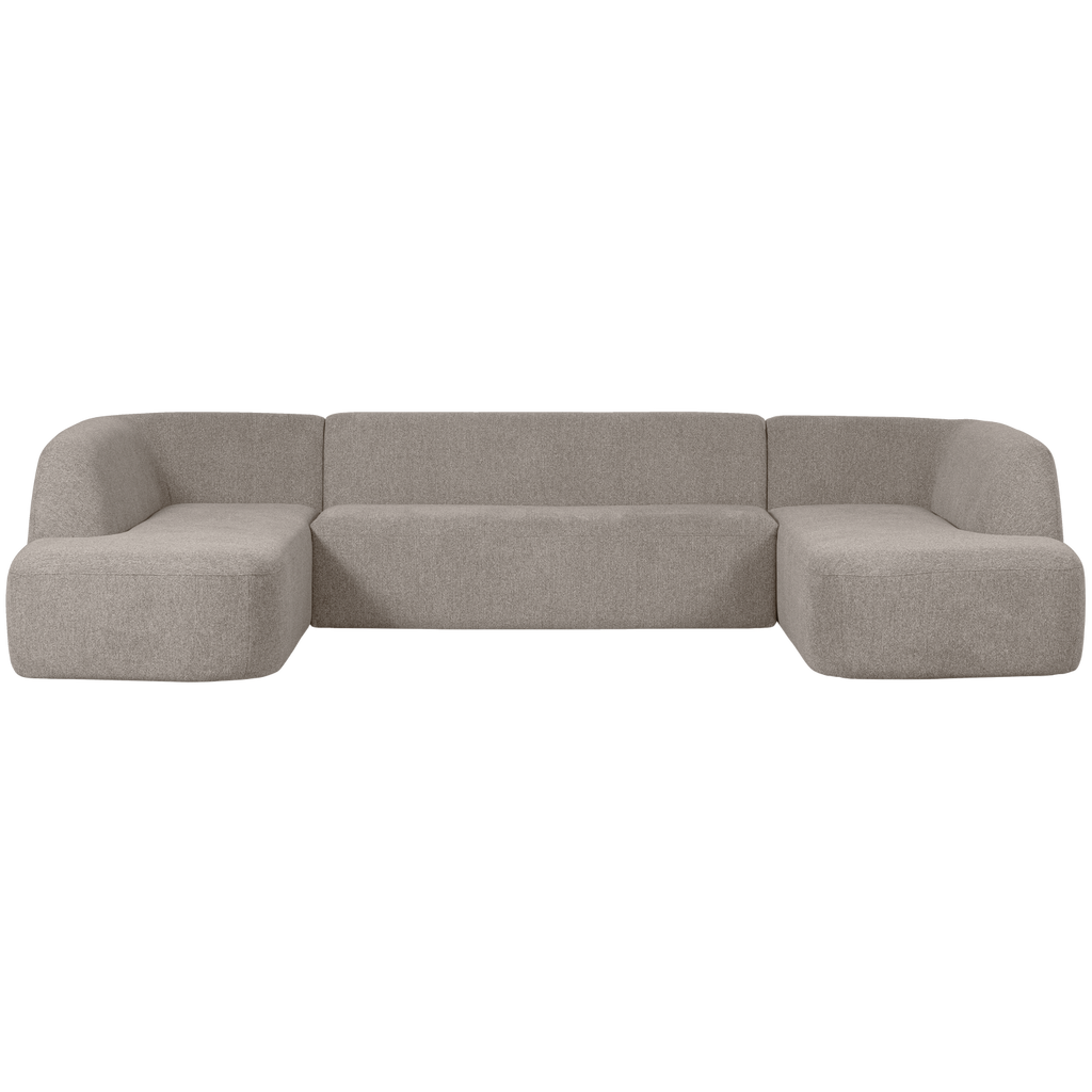 SLOPING U-SHAPE SOFA OFF WHITE MELANGE