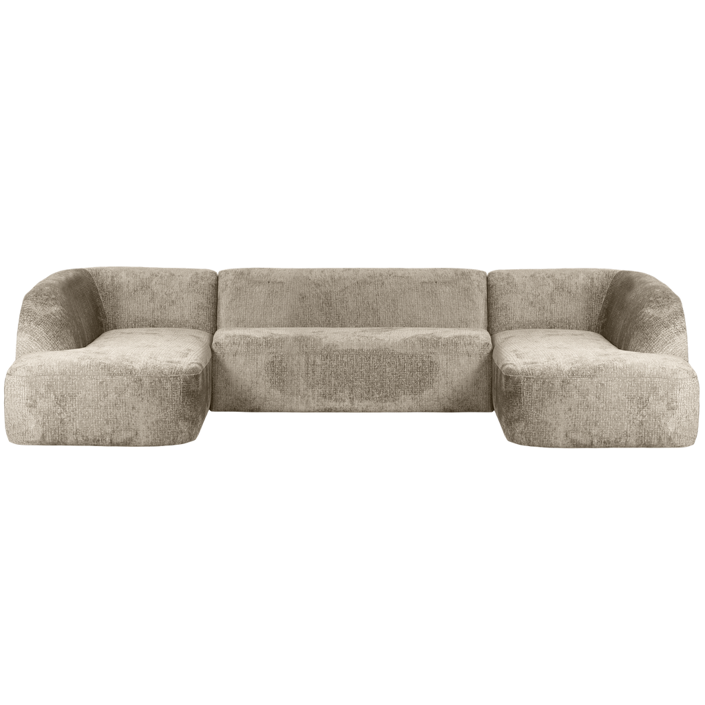 SLOPING U-SHAPE SOFA STRUCTURE VELVET WHEATFIELD