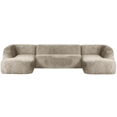 SLOPING U-SHAPE SOFA STRUCTURE VELVET WHEATFIELD