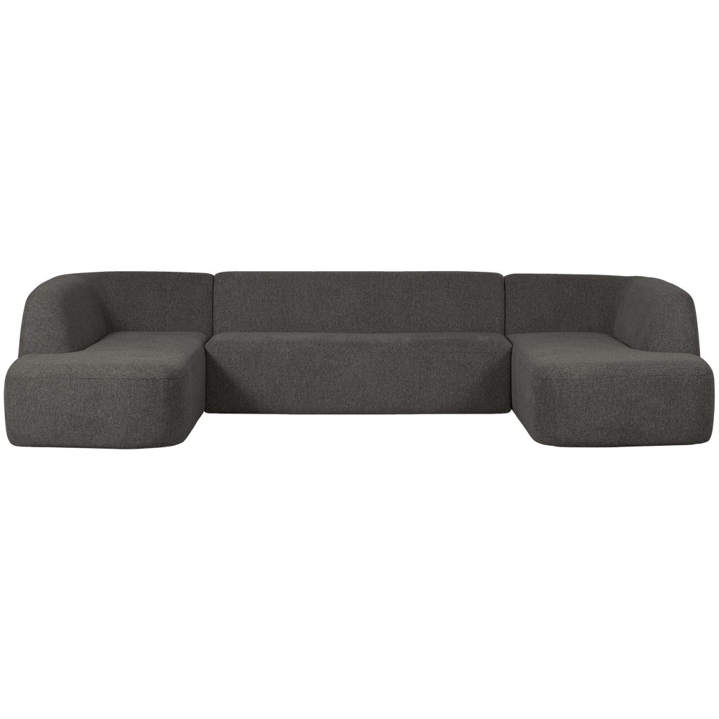 SLOPING U-SHAPE SOFA GREY/BLACK MELANGE