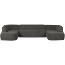 Laden Sie das Bild in den Galerie-Viewer, SLOPING U-SHAPE SOFA GREY/BLACK MELANGE