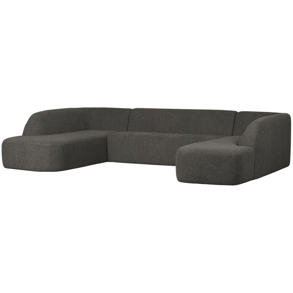 SLOPING U-SHAPE SOFA GREY/BLACK MELANGE