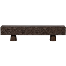 Laden Sie das Bild in den Galerie-Viewer, CRUMBLE CARVED TV UNIT MANGO WOOD DARK BROWN