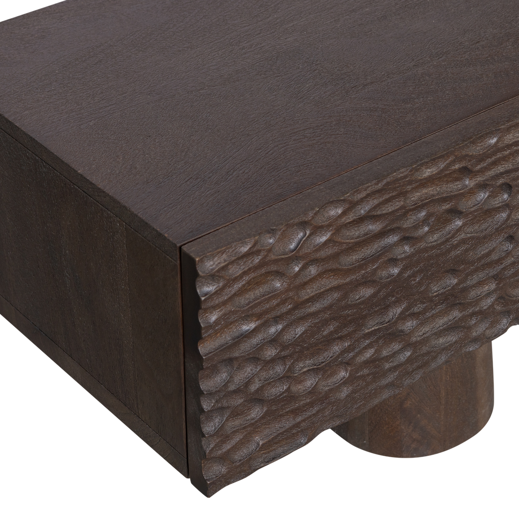 CRUMBLE CARVED TV UNIT MANGO WOOD DARK BROWN