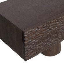 Laden Sie das Bild in den Galerie-Viewer, CRUMBLE CARVED TV UNIT MANGO WOOD DARK BROWN