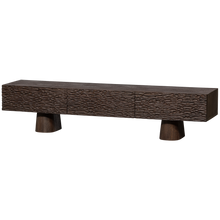 Laden Sie das Bild in den Galerie-Viewer, CRUMBLE CARVED TV UNIT MANGO WOOD DARK BROWN