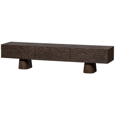 CRUMBLE CARVED TV UNIT MANGO WOOD DARK BROWN