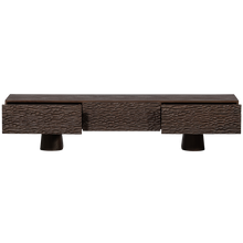 Laden Sie das Bild in den Galerie-Viewer, CRUMBLE CARVED TV UNIT MANGO WOOD DARK BROWN