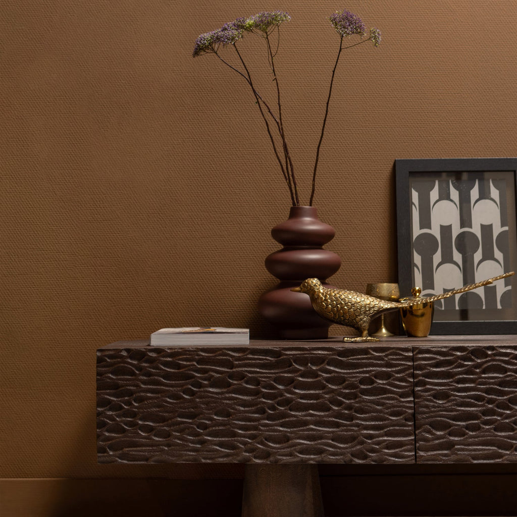 CRUMBLE CARVED TV UNIT MANGO WOOD DARK BROWN