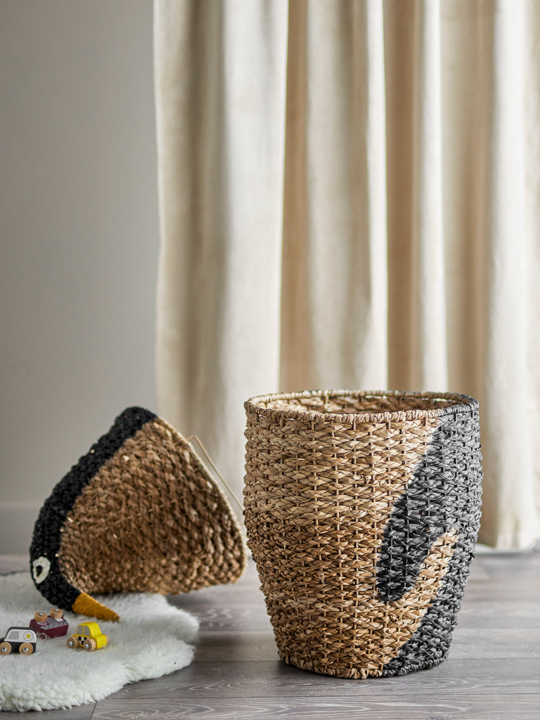 Penguin Basket w/Lid, Black, Bankuan Grass