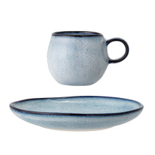 Load image into Gallery viewer, Sandrine Espresso Cup w/Saucer, Blue, Stoneware