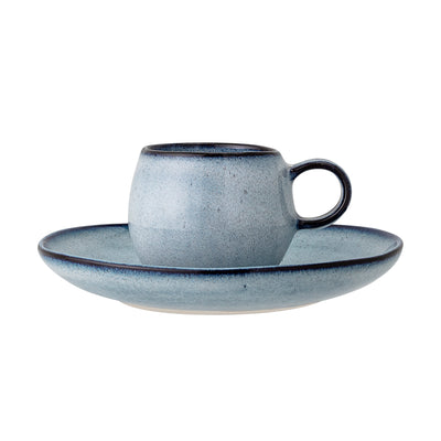 Sandrine Espresso Cup w/Saucer, Blue, Stoneware set of 2