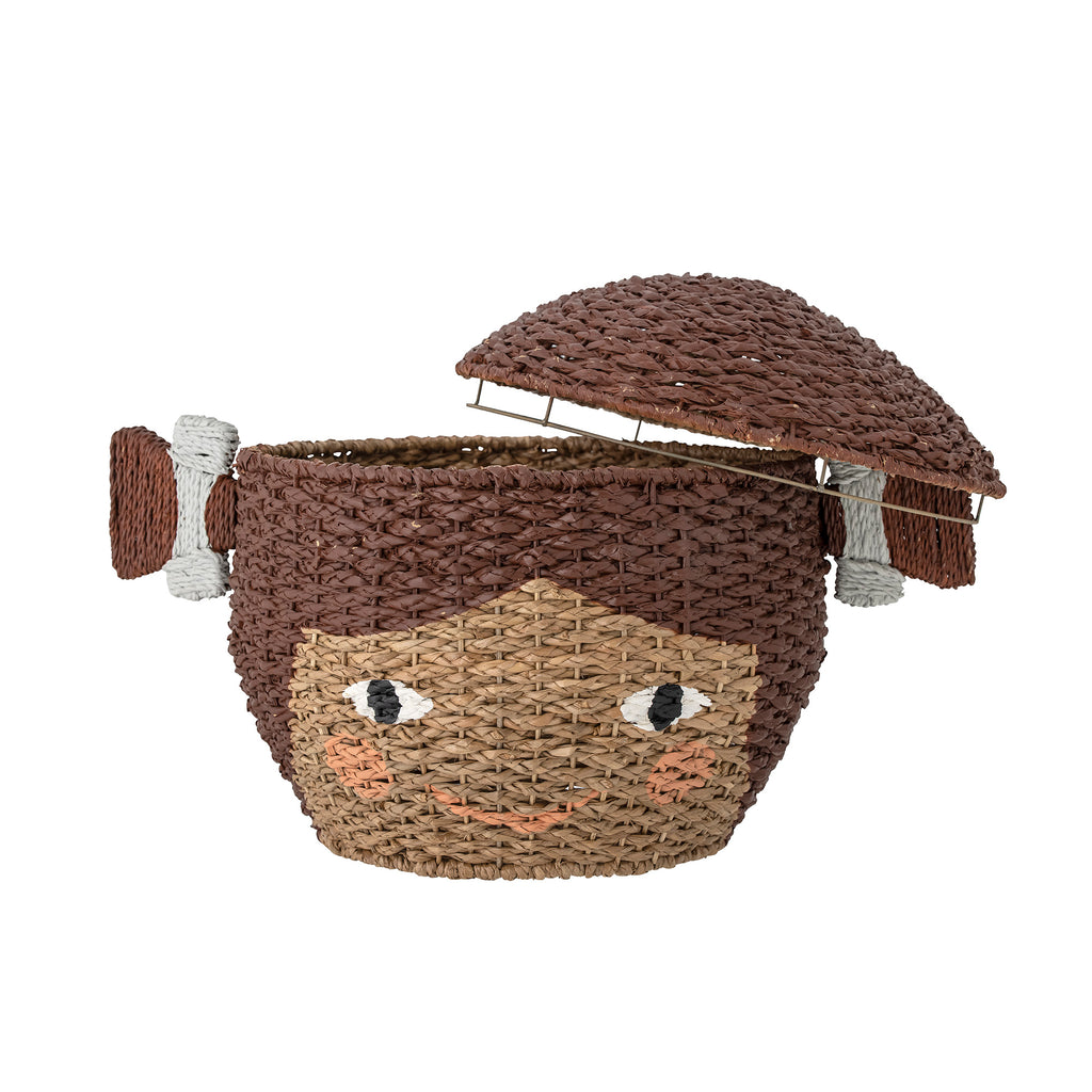 Lill Basket w/Lid, Brown, Bankuan Grass
