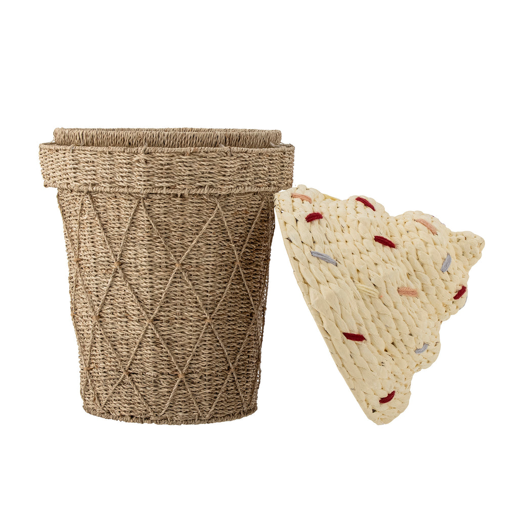 Cillie Basket w/Lid, Nature, Water Hyacinth