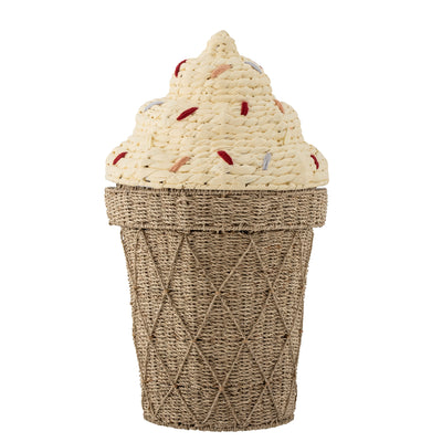 Cillie Basket w/Lid, Nature, Water Hyacinth