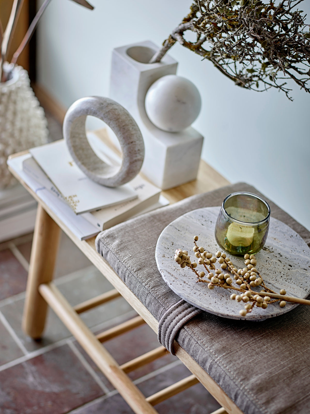 Margaret Tray, Grey, Travertine