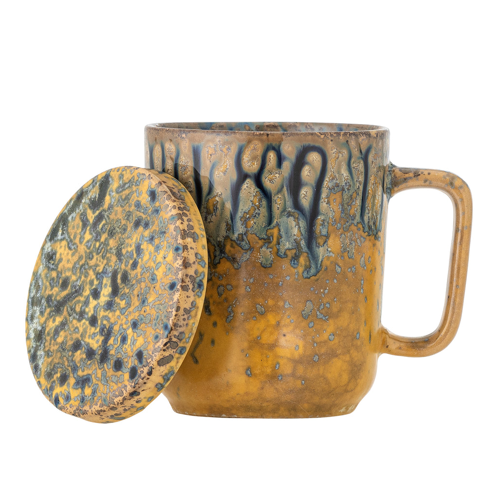 Yuma Mug w/Lid and Strainer, Multi, Stoneware