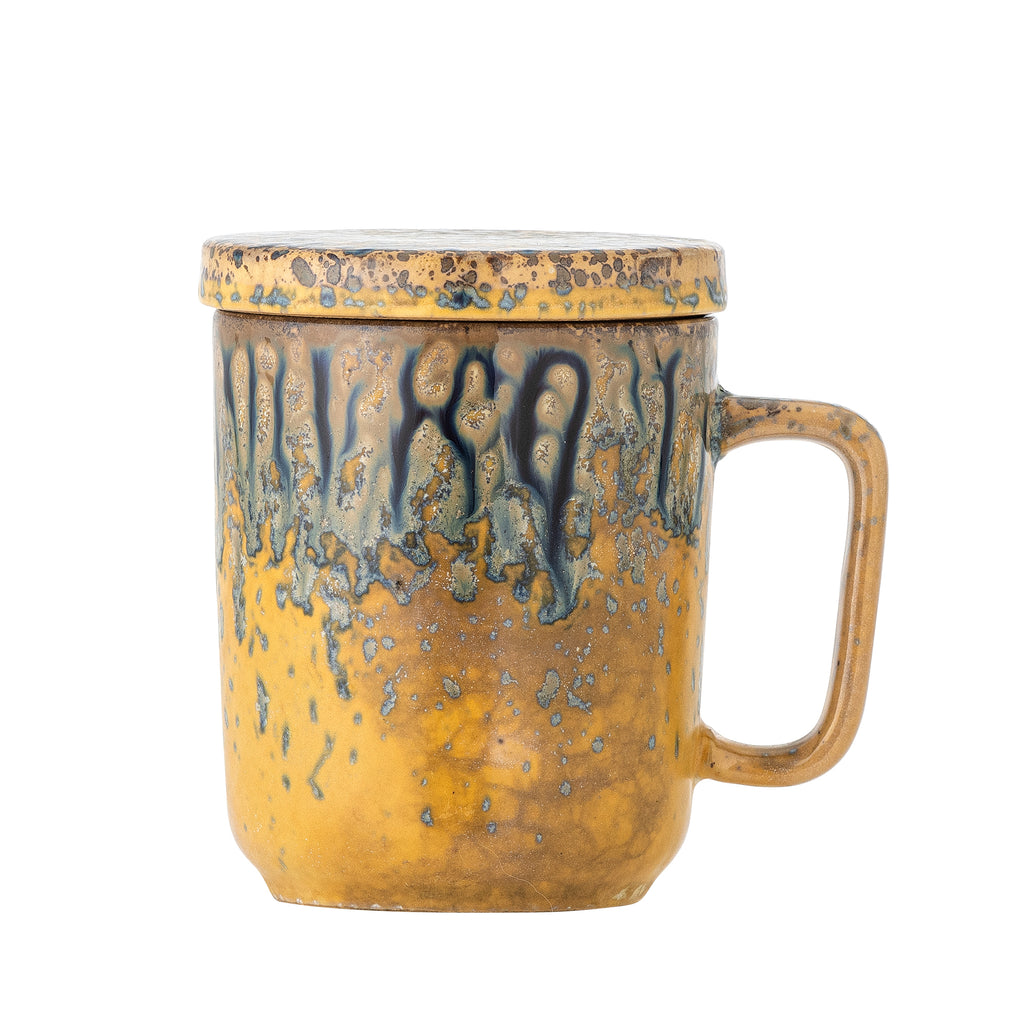 Yuma Mug w/Lid and Strainer, Multi, Stoneware