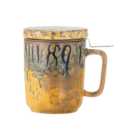 Yuma Mug w/Lid and Strainer, Multi, Stoneware