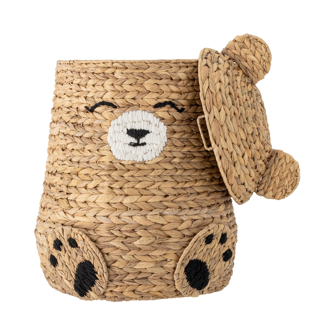 Timone Basket w/Lid, Nature, Water Hyacinth