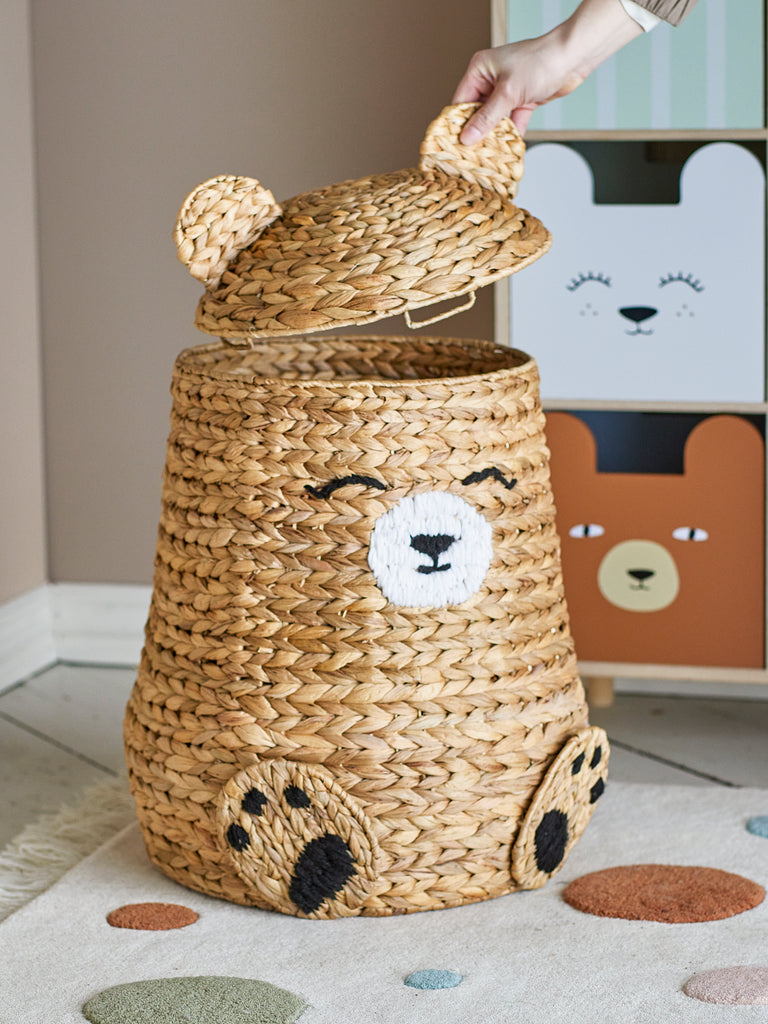 Timone Basket w/Lid, Nature, Water Hyacinth
