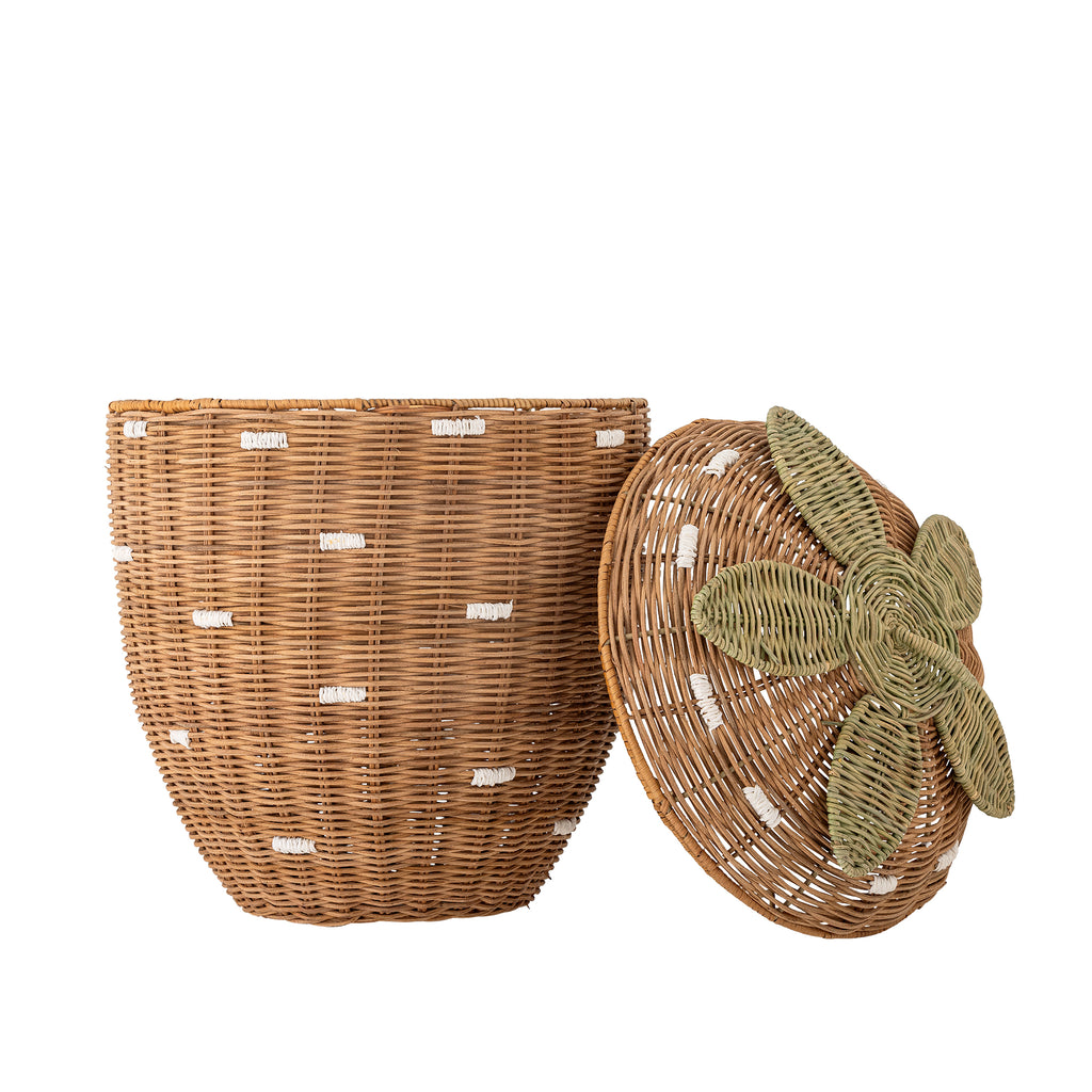 Pelino Basket w/Lid, Brown, Rattan
