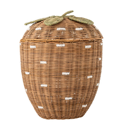 Pelino Basket w/Lid, Brown, Rattan
