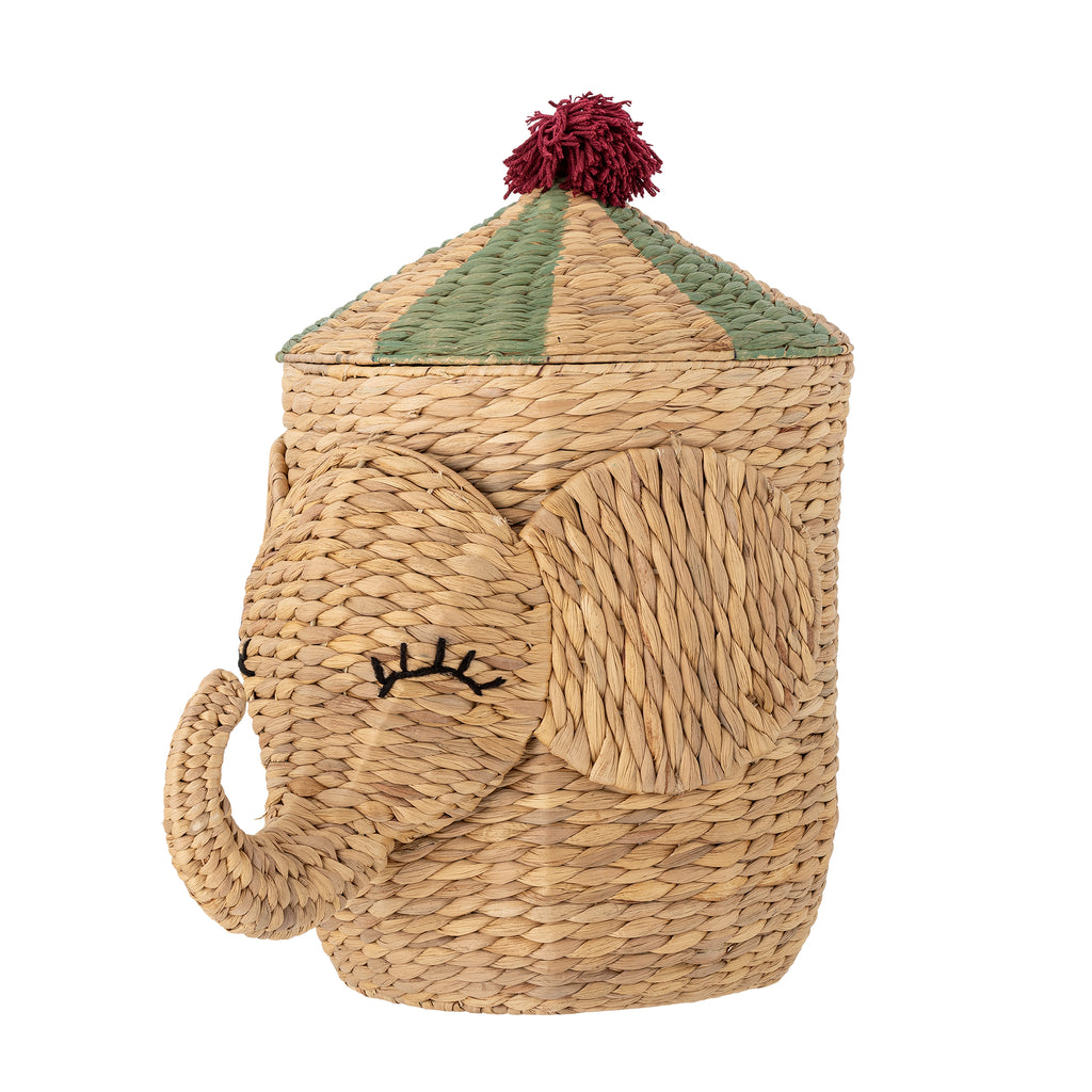 Bobo Basket w/Lid, Nature, Water Hyacinth