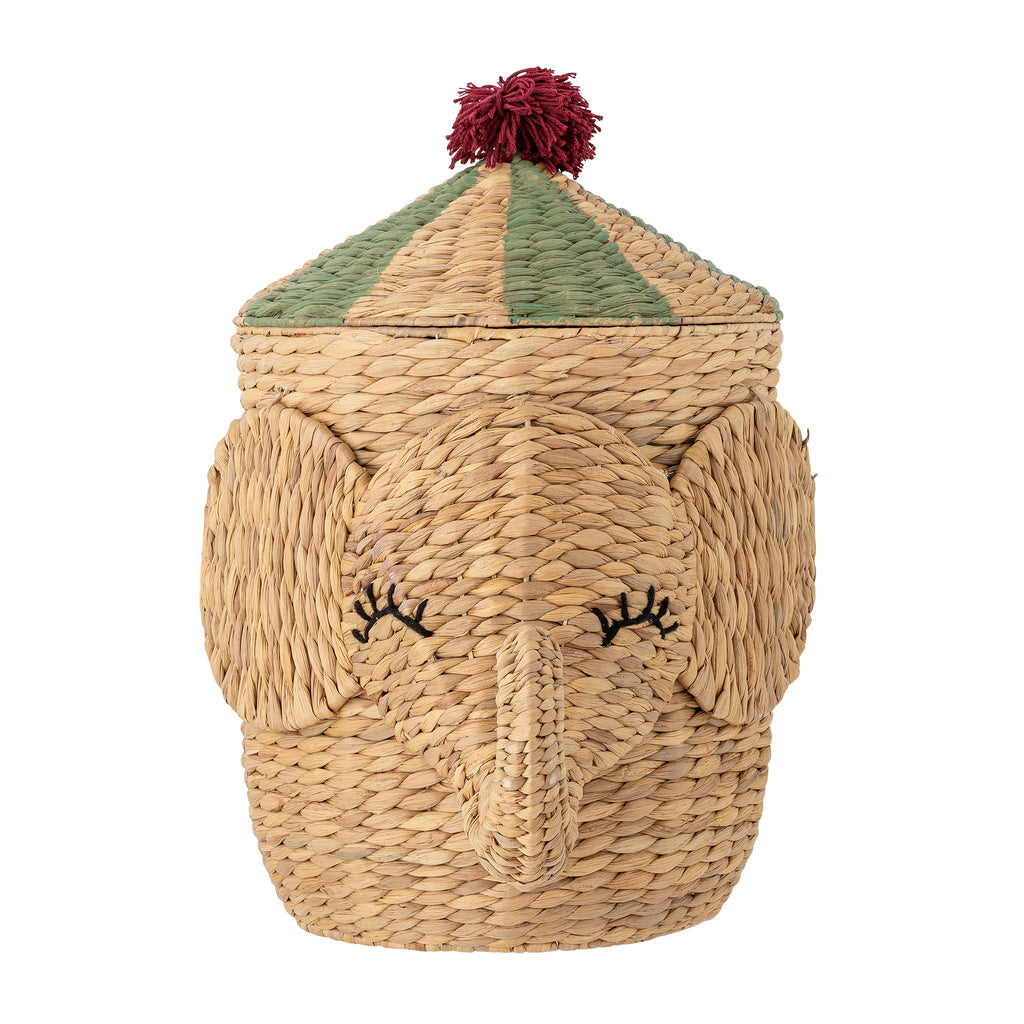 Bobo Basket w/Lid, Nature, Water Hyacinth