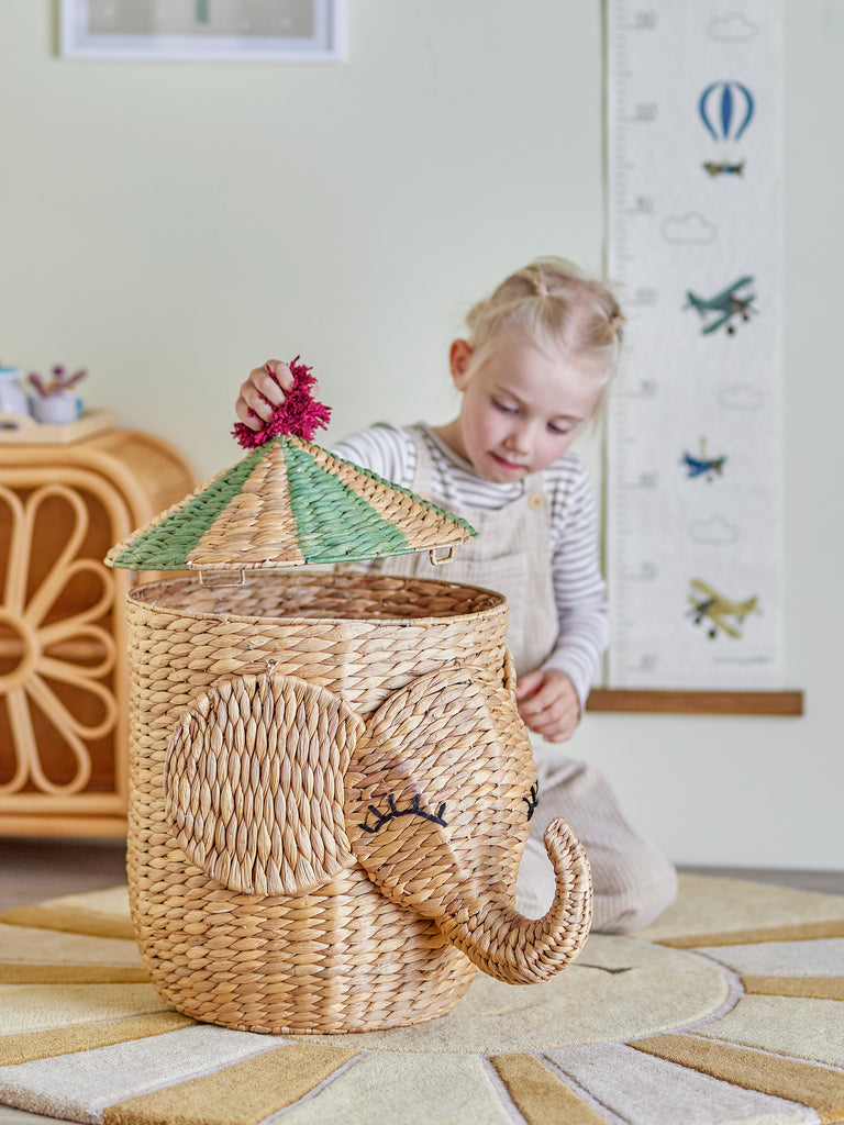 Bobo Basket w/Lid, Nature, Water Hyacinth