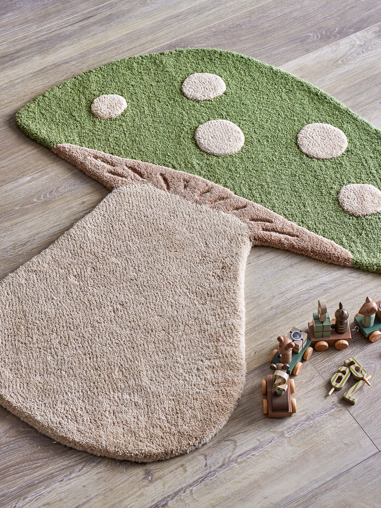 Mushroom Rug, Green, Wool
