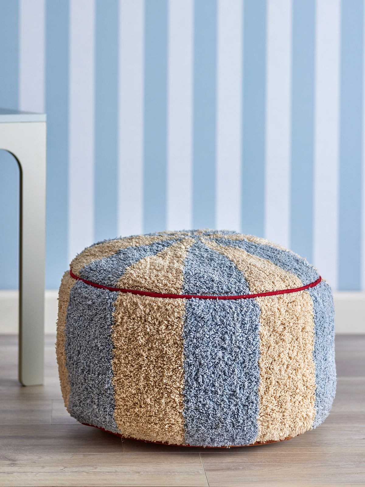 Charoline Pouf, Blue, Cotton
