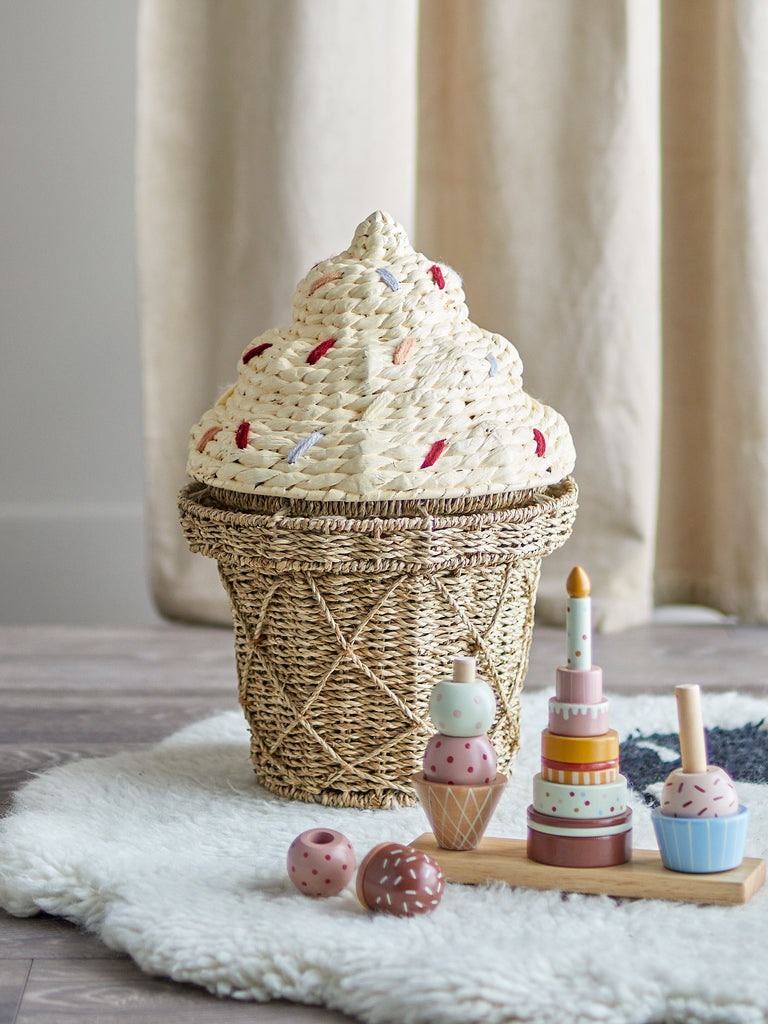 Cillie Basket w/Lid, Nature, Seagrass