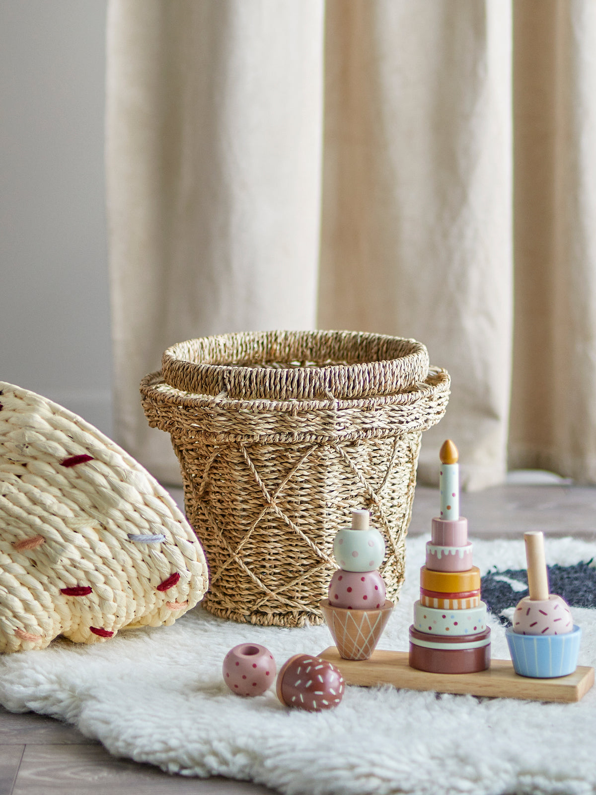 Cillie Basket w/Lid, Nature, Seagrass