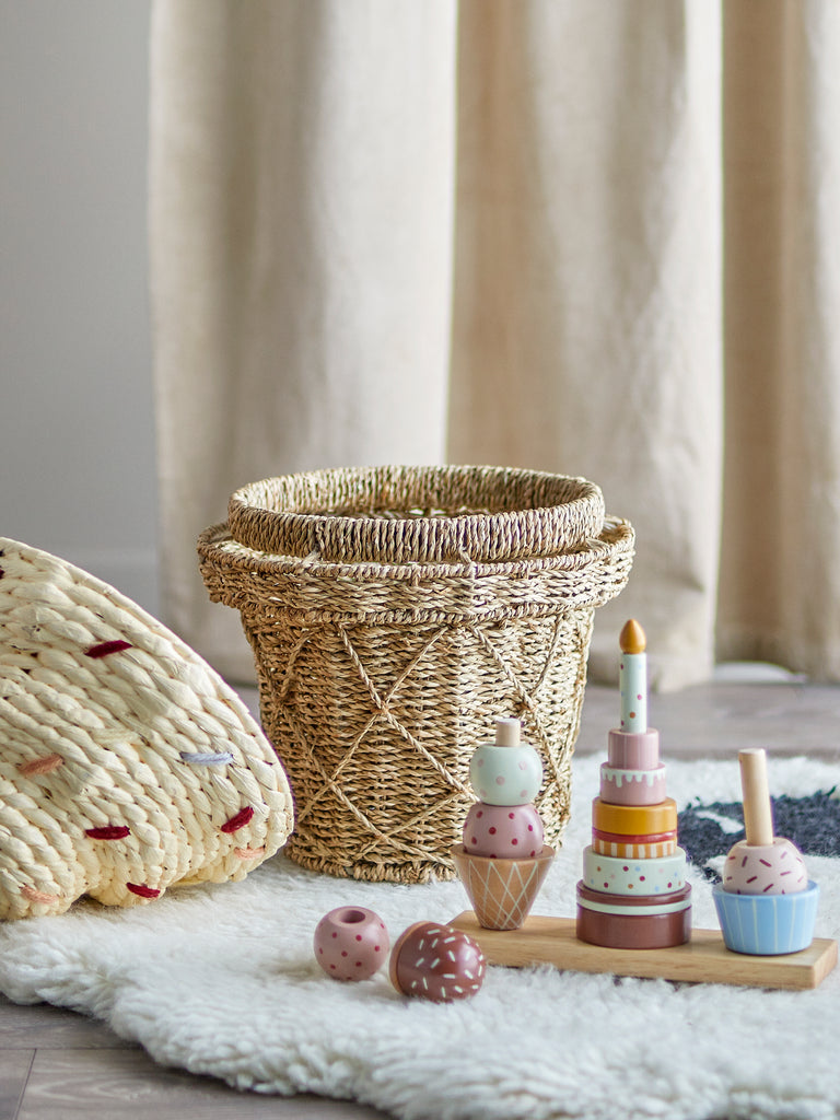 Cillie Basket w/Lid, Nature, Seagrass